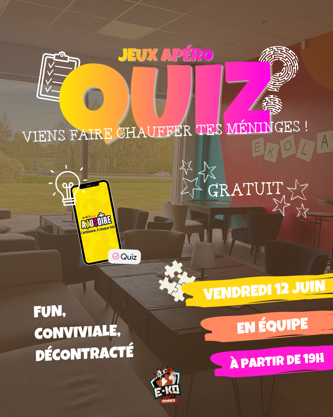 Soirée Apéro jeux Quiz le vendredi 12 juin
